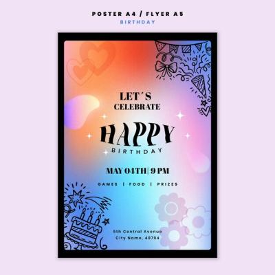 Gradient Birthday Celebration Poster Template – Free Download