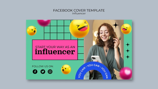 Realistic Emoji Influencer Facebook Cover – Free Download