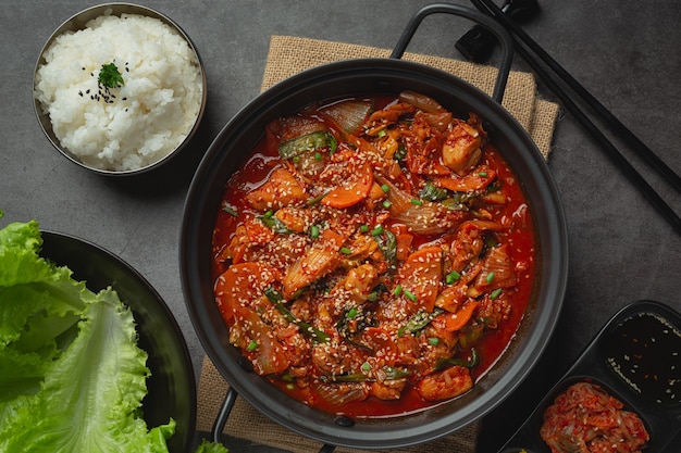 Spicy Korean Style Chicken Fried in Hot Pot – Free Download