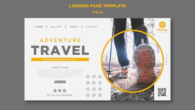 Person Trekking in Nature – Travel Landing Page Template for Free Download