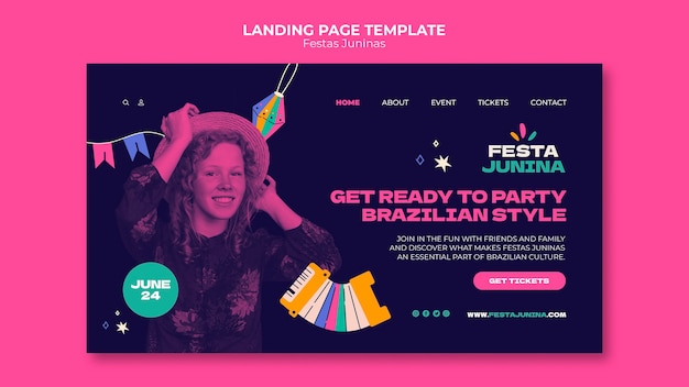 Festa Junina Celebration Landing Page Template – Free Download