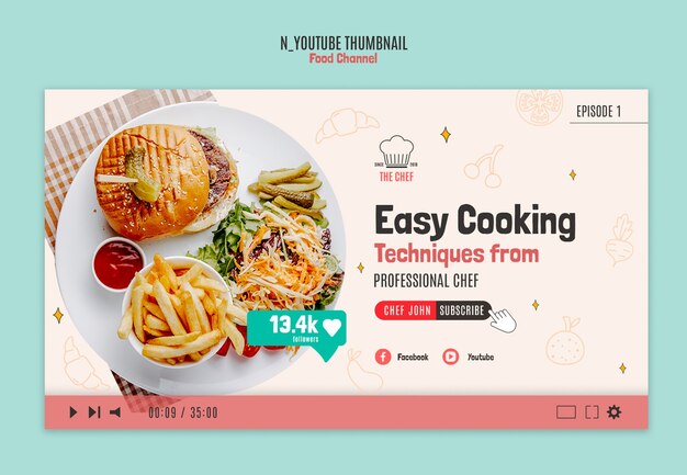 Engaging Food Channel YouTube Thumbnail PSD Templates – Free to Download