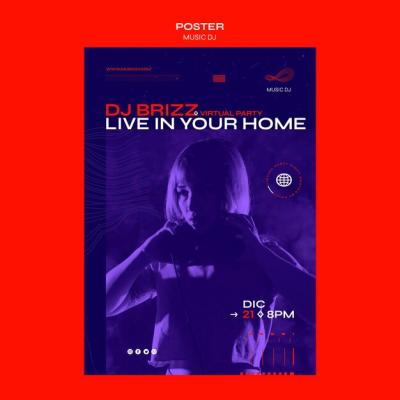 Poster DJ Set Livestream Ad Template – Free Download