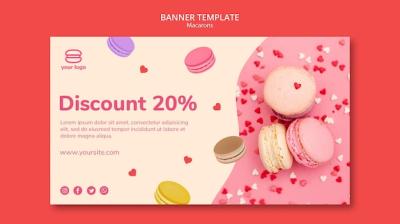 Banner Template Featuring Delicious Macarons – Free Download