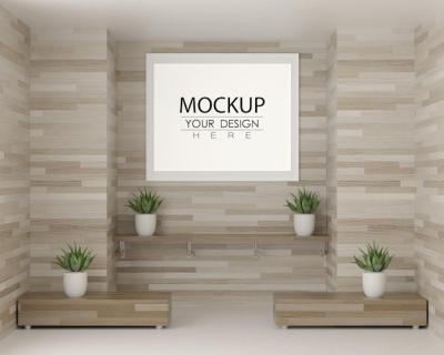 Poster Frame Mockup in Living Room – Free Download