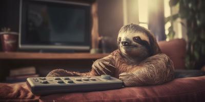 Sloth Relaxing on Couch with Remote Control – Free Stock Photo, Download for Free