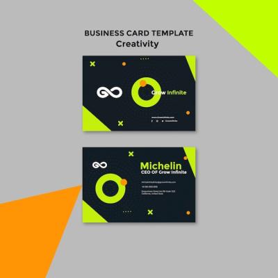 Flat Design Creativity Concept Business Card – Free Download