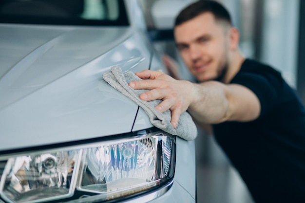 Young Man Polishing His Car – Free Stock Photo for Download