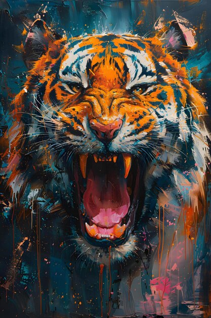 Vibrant Angry Tiger Illustration â Free Download