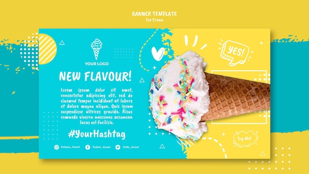 Ice Cream Theme Banner PSD Template – Free Download