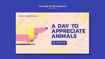 Flat Design Animal Day YouTube Cover Template – Free Download