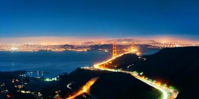 Golden Gate Bridge in San Francisco at Night Panorama – Free Stock Photo, Download for Free