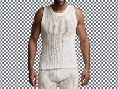 Knitted White Tank Top PSD Man on Transparent Background – Free Stock Photo Download