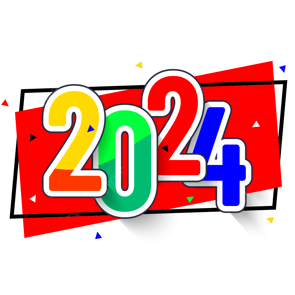 Colorful 2024 Year Coloroful 2024 Year PNG and Vector with 