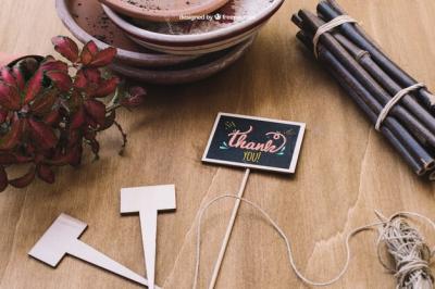 Decorative Gardening Mockup with Tags – Free Download