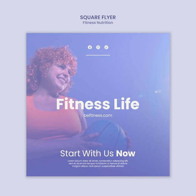 Fitness Nutrition Square Flyer Template for Free Download