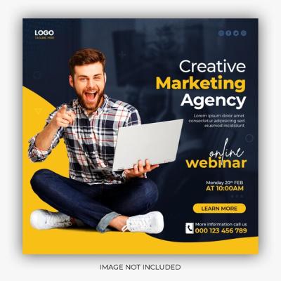 Digital Marketing Live Webinar & Corporate Social Media Post Template – Free Download