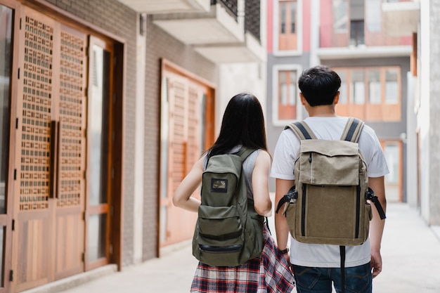 Happy Asian Backpacker Couple Traveling in Beijing, China – Free Stock Photo Download