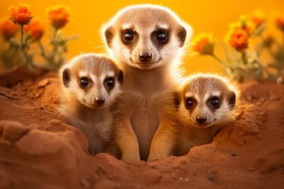 Meerkat Family Exploring Vibrant African Safari Landscape – Free Stock Photo, Download for Free