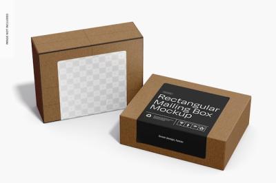 High Angle View of Rectangular Mailing Boxes Mockup – Free Download