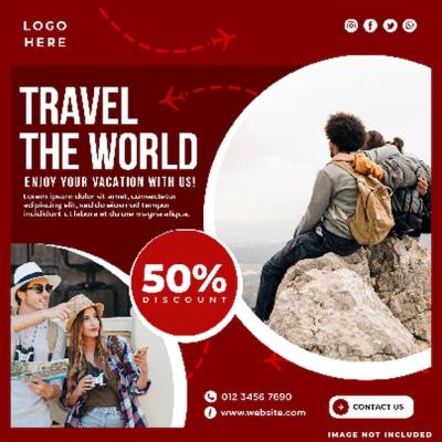 Social Media Post Design for Travel the World – Free Stock Photo Download