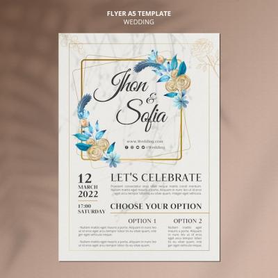 Floral Golden Wedding Celebration Flyer Template – Free Download