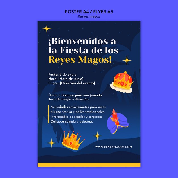 Reyes Magos Celebration Poster Template – Free Download