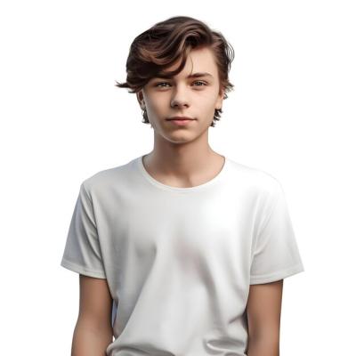 Handsome Young Man Portrait in White T-Shirt on White Background – Free Download