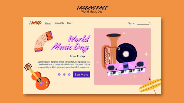 World Music Day Landing Page Template – Free to Download