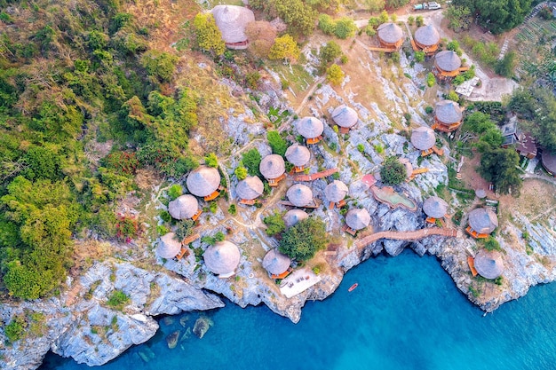 Aerial View of a Cottage on Si Chang Island, Thailand – Free Download