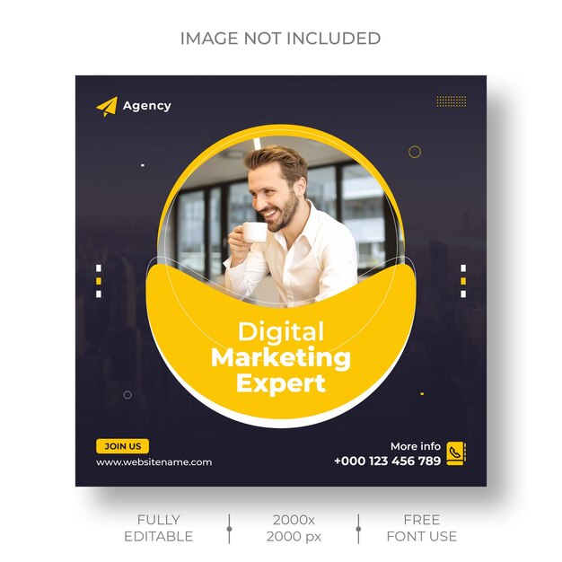 Digital Marketing Social Media and Instagram Post Banner Template – Free Download