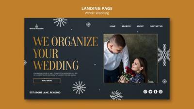 Golden Winter Wedding Landing Page Template – Free Download