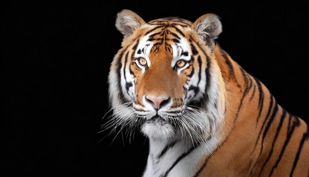 Majestic Adult Male Tiger Closeup on Black Background – Free Download