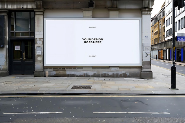 Editable White Horizontal Billboard in London Street – Free Download