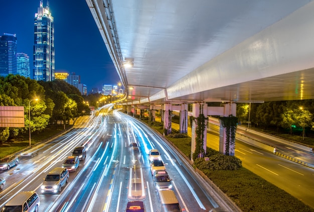 Night City View with Traffic and Light Trails – Free Download