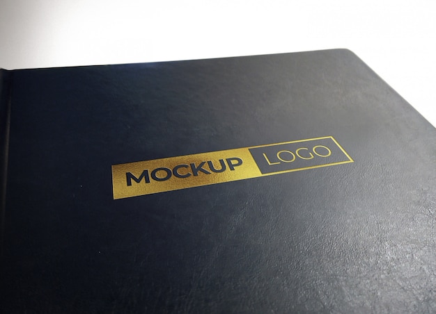 Gold Logo Mockup on Black Textured Leather – Free Download