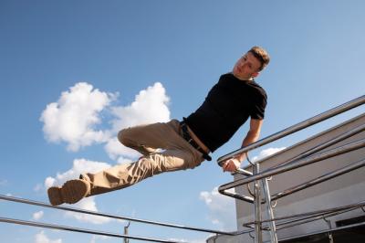 Full Shot of a Man Practicing Parkour Training – Free Download