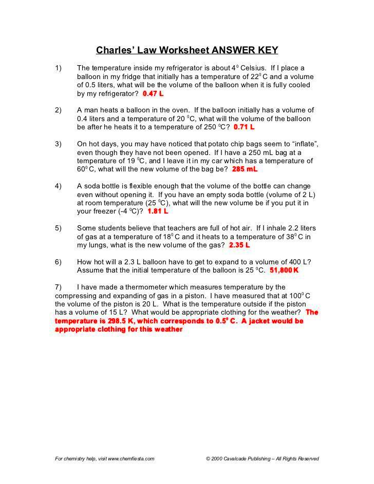 Charles Law Problems Worksheet Answer Key A Comprehensive Guide 