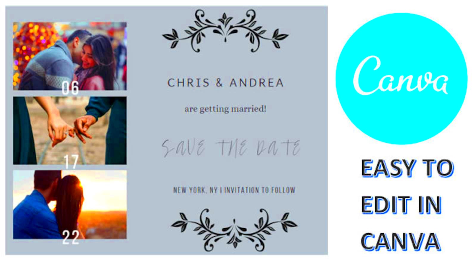 Save the Date Canva Template Etsy