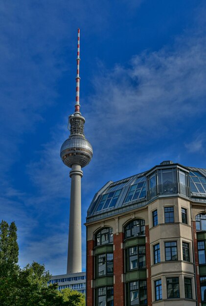 Low Angle View of TV Tower Against Cloudy Sky in Berlin – Free Stock Photo, Download for Free