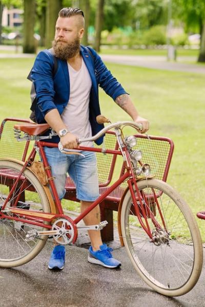 Redhead Bearded Male on Retro Bicycle in a Park – Free Stock Photo, Download for Free