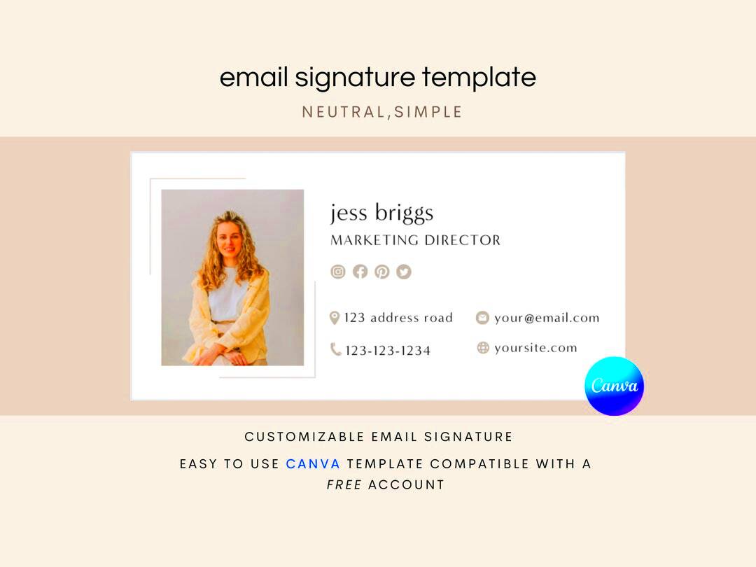 Customizable Email Signature Template for Canva Professional and 