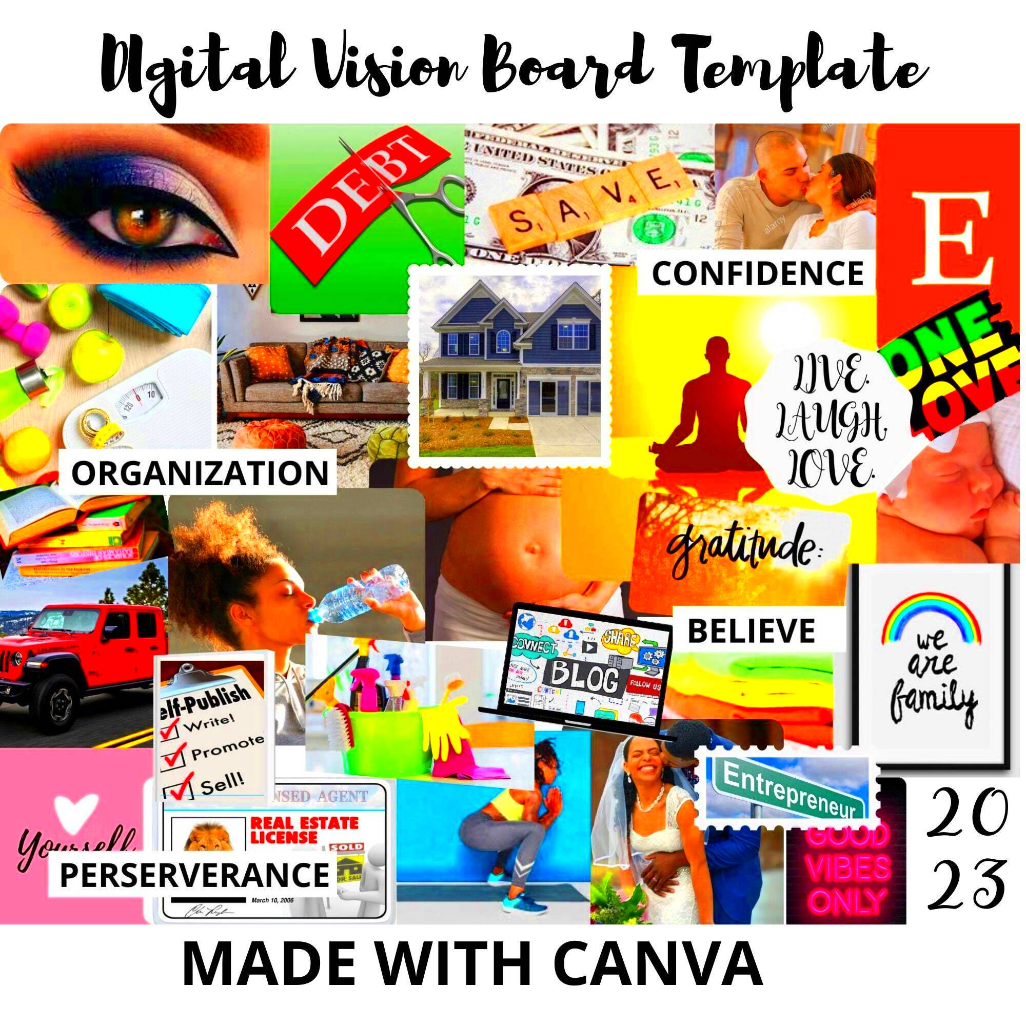 2023 Digital Vision Board Template Canva Kit Goal Setting Etsy