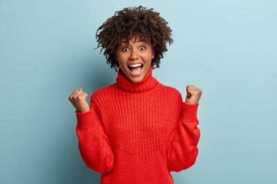 Young Woman with Afro Haircut in Red Sweater – Free Stock Photo, Download Free