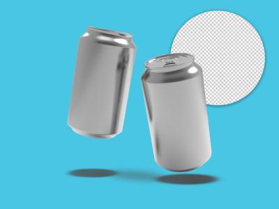 Blank Soda Cans for Mockup Design on Light Blue or Transparent Background – Free Download