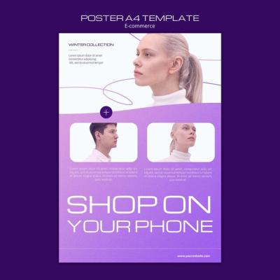 Gradient E-commerce Concept Poster Template – Free Download