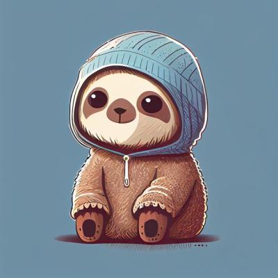 Cute Sloth Comic Wearing a Beanie and Sweater – Free Download