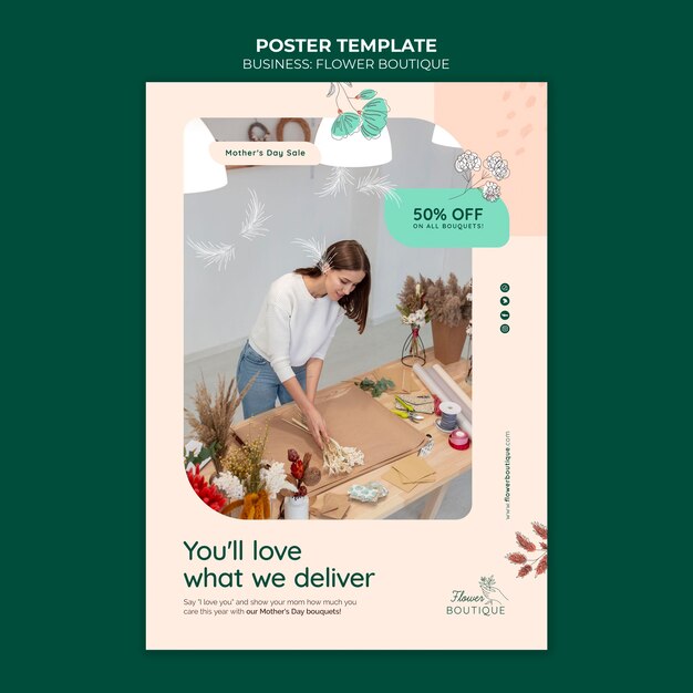 Flower Boutique Poster Template – Free Download