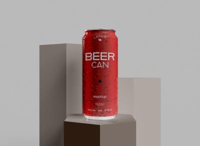 Beer or Soda Can Mockup with Drops – Free Download