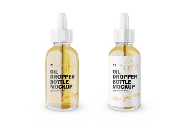 Glass Dropper Bottle with Oil and Plastic Lid PSD Mockup – Free Download